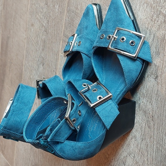 Jeffrey Campbell Shoes - Jeffrey Campbell for Free People Slate blue suede Hendrix Heels Like new